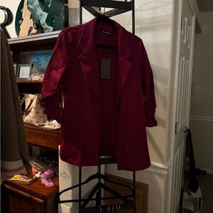 Chic Dark Red Women's Blazer
